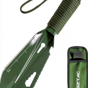 BZTAC Camping Shovel Stainless Steel Compact Foldable Green-0